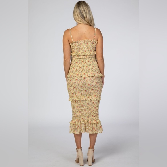 Pinkblush floral smocked bodycon midi dress nwot - Picture 3 of 14